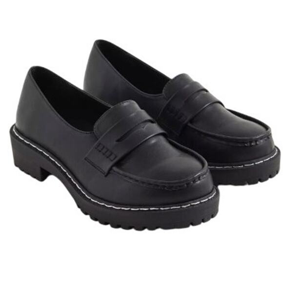 Torrid Chunky Lug Loafers Black Platform Slip-On Shoes Women’s 10 WW - Picture 1 of 12